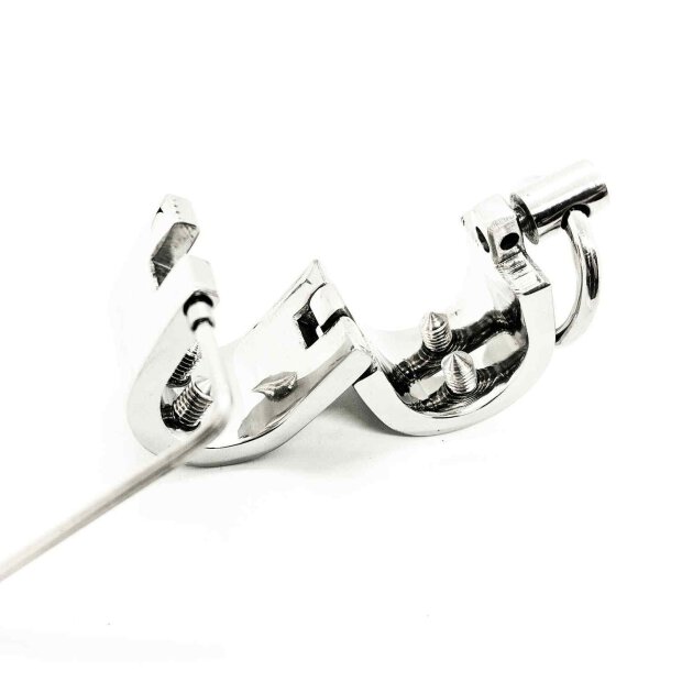 Black Label Stainless Steel Testicle Shackle With Spikes - Heigh