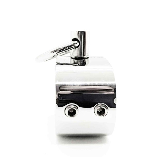 Black Label Stainless Steel Testicle Shackle With Spikes - Heigh