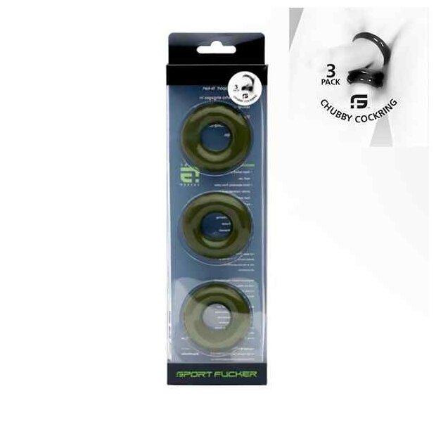 Sport Fucker Chubby Rubber Cockring 3 Pack Army Grün