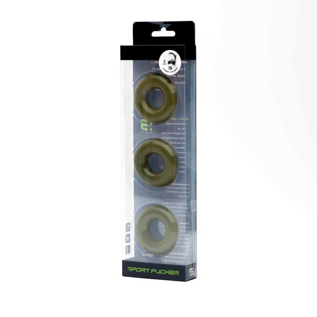 Sport Fucker Chubby Rubber Cockring 3 Pack Army Grün