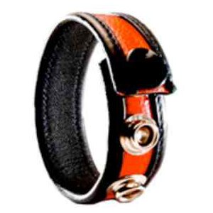 3 Snap Leather Cock Ring - Black - Red