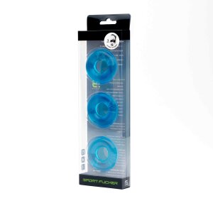Sport Fucker Chubby Rubber Cockring 3-Pack - Ice Blue