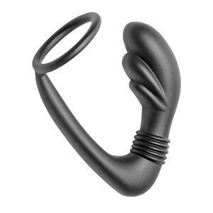Cobra Silicone P-Spot Massager and Cock Ring Black