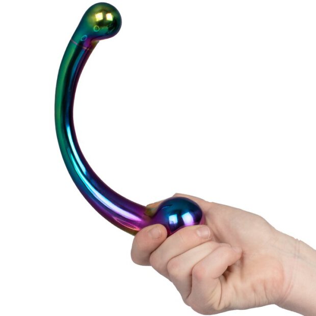 The Rainbow Curvy Stainless Steel Double Ended G-Spot Dildo - 20,3 cm