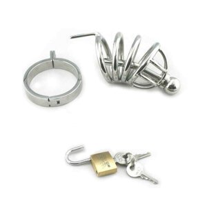 Male Chastity Device - Cage With Penis Plug - Stainless...
