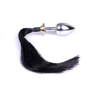 Buttplug with Horsetail Black 3 cm