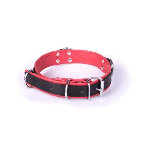 Deluxe Bondage Collar Black & Red
