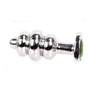 Kiotos - Heartshaped Jewelled Ribbed Buttplug 4 cm