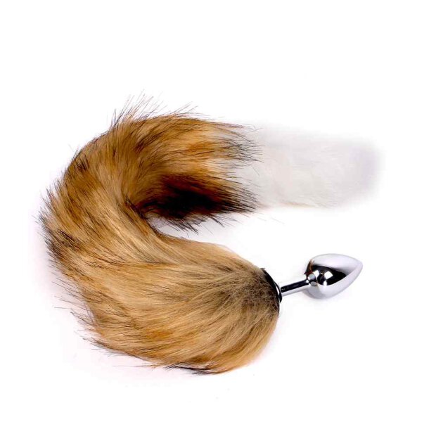 Fox Tail Plug Brown & White Short
