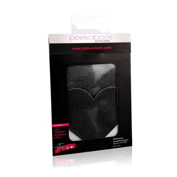Peekabo Pasties Black Satin Heart