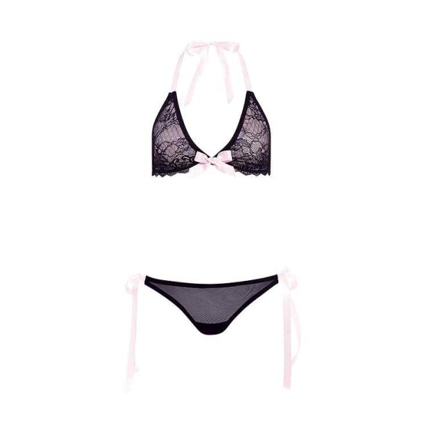 Barely Bare Ribbon Tie Bralette Set - Onesize