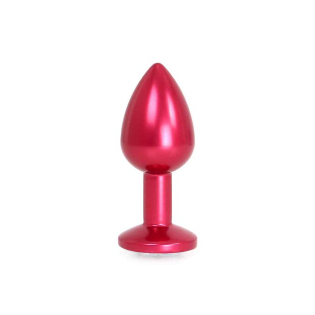 Aluminium Buttplug Red with Clear Gem