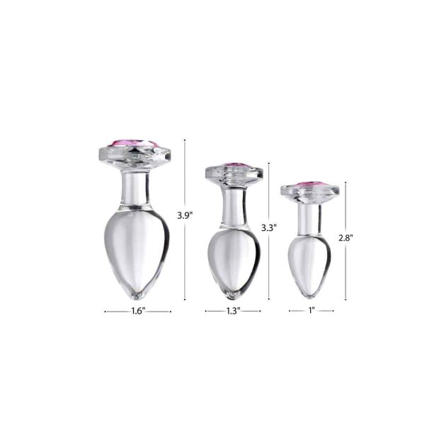 Pink Gem Glass Anal Plug Medium