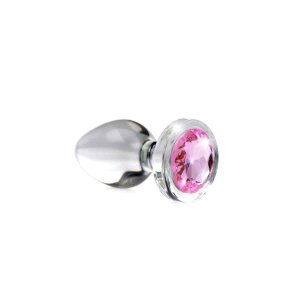 Pink Gem Glass Anal Plug Medium