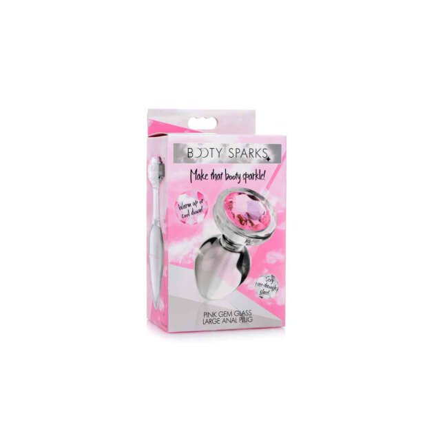 Pink Gem Glass Anal Plug Large