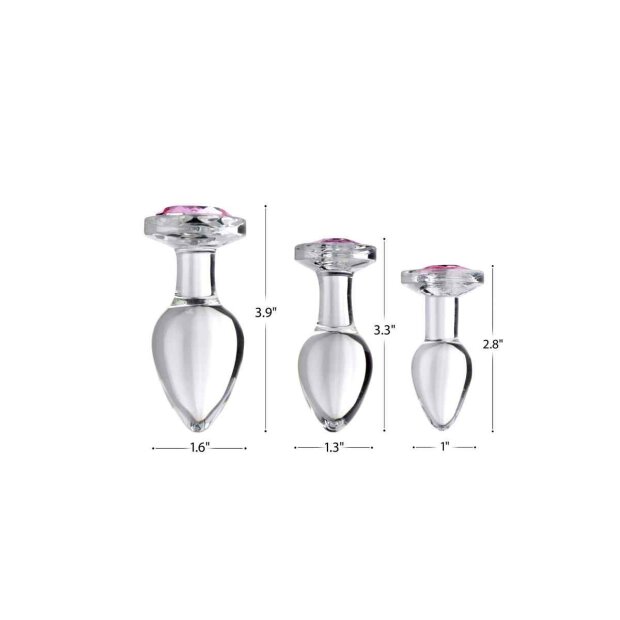 Pink Gem Glass Anal Plug Large
