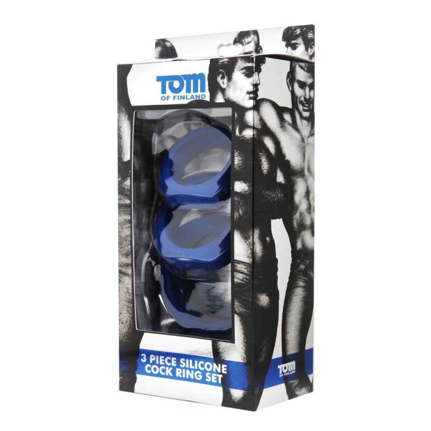 3 Piece Silicone Cock Ring Set - Blue