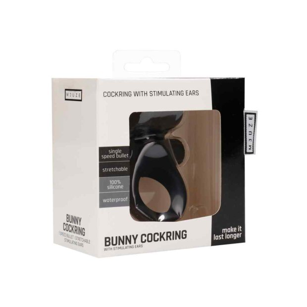 Bunny Cockring with Stimulating Ears Black