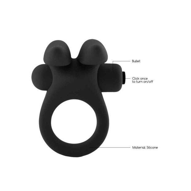 Bunny Cockring with Stimulating Ears Black