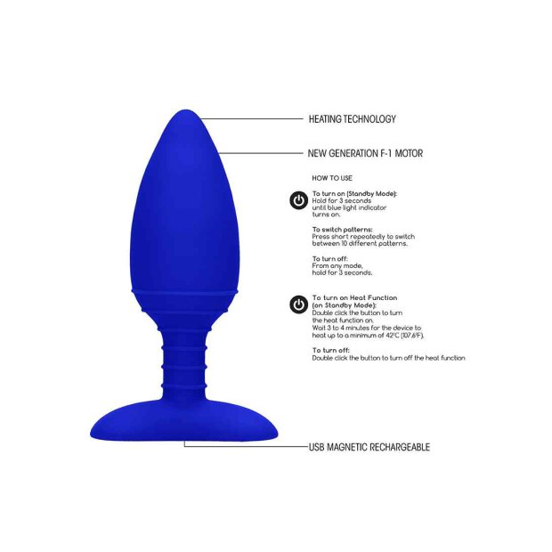 Heating Anal Butt Plug Glow Blue