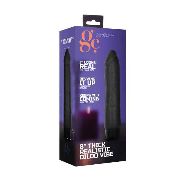 8 Inch Thick Realistic Dildo Vibe Black