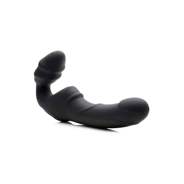 Slim Rider Ribbed Vibrating Strapless Strap-on Black