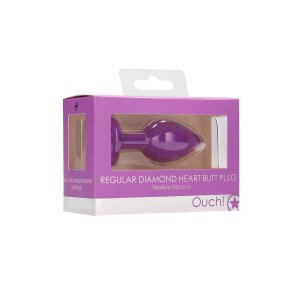 Diamond Heart Butt Plug Regular Purple