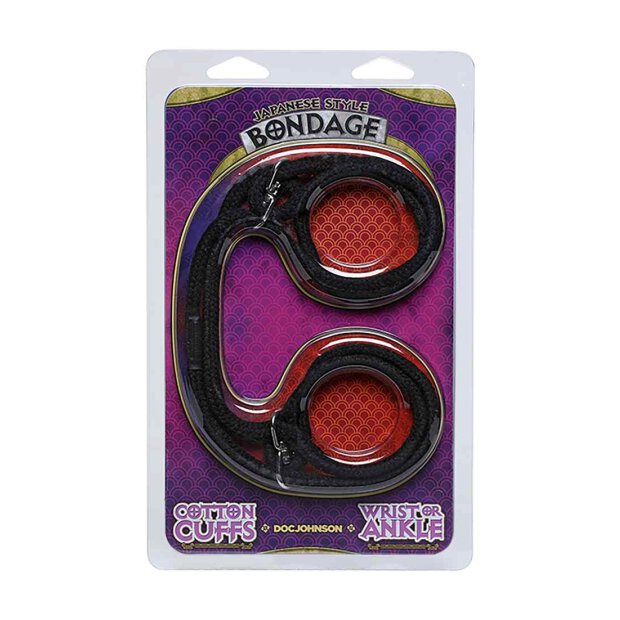 100% Cotton Wrist or Ankle Cotton Cuffs Black