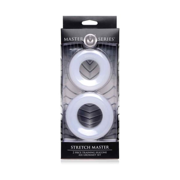 Master Series Stretch Master 2 pc Silicone Anal Grommet Set - White