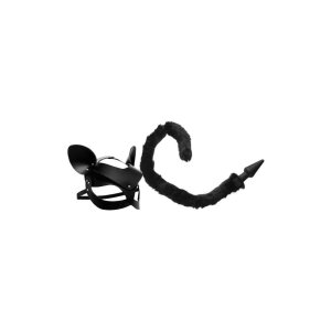 Cat Tail Anal Plug and Mask Set - Black