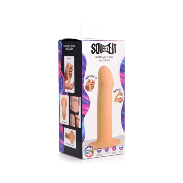 Squeezable Phallic Dildo - Flesh