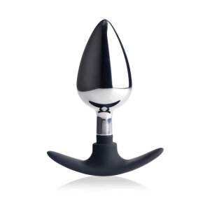 Dark Invader Metal &amp; Silicone Anal Plug - Large - Silver