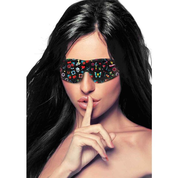 Printed Eye Mask - Old School Tattoo Style - Black