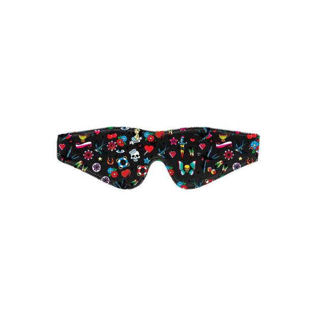 Printed Eye Mask - Old School Tattoo Style - Black