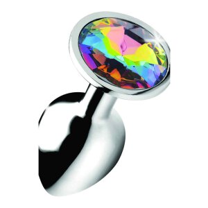 Rainbow Prism Gem Anal Plug - Small -  Silver