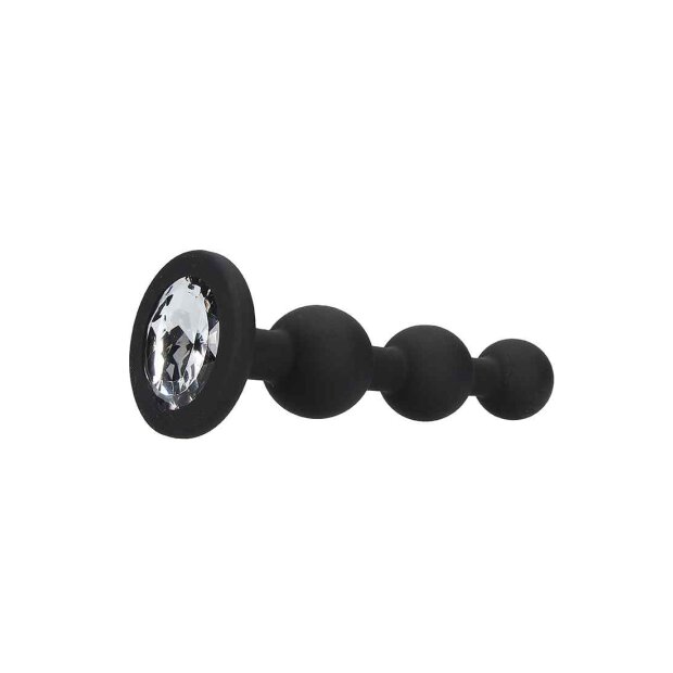Silicone Beaded Diamond Butt Plug - Black 4 cm