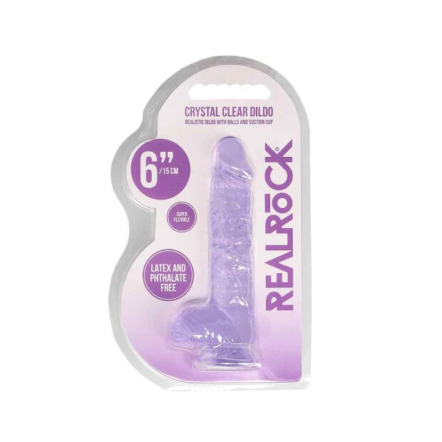 Realistic Dildo With Balls - Purple 17 cm