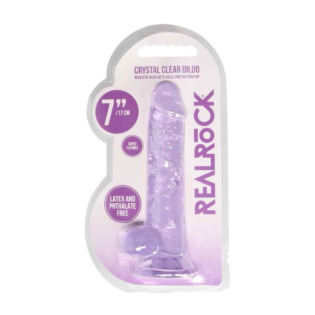 7" / 18 cm Realistic Dildo With Balls - Purple