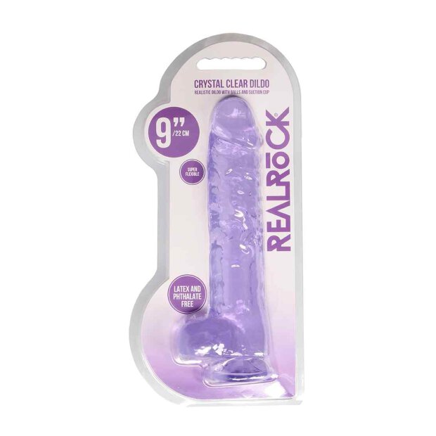 9" / 23 cm Realistic Dildo With Balls - Purple