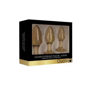 Acrylic Goldchip Butt Plug Set - Gold