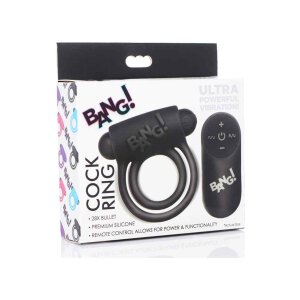 BANG! Silicone Cock Ring & Bullet with Remote Control...