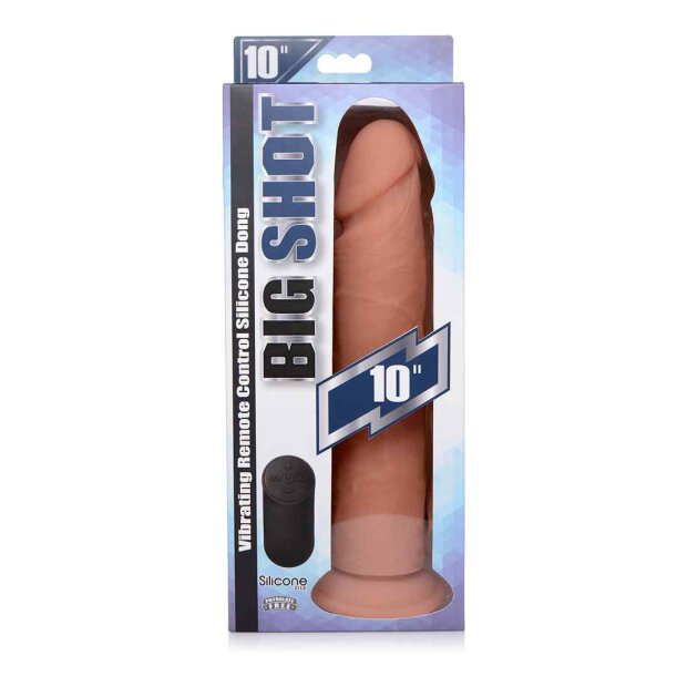 10 Inch Vibrating Remote Control Silicone Dildo - Flesh