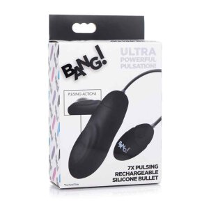 BANG! 7X Pulsing Rechargeable Silicone Bullet - Black