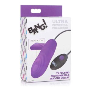 7X Pulsing Rechargeable Silicone Bullet - Purple