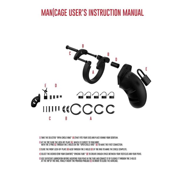 Model 20 - Chastity - 3.5"" - Silicone Cock Cage - Black