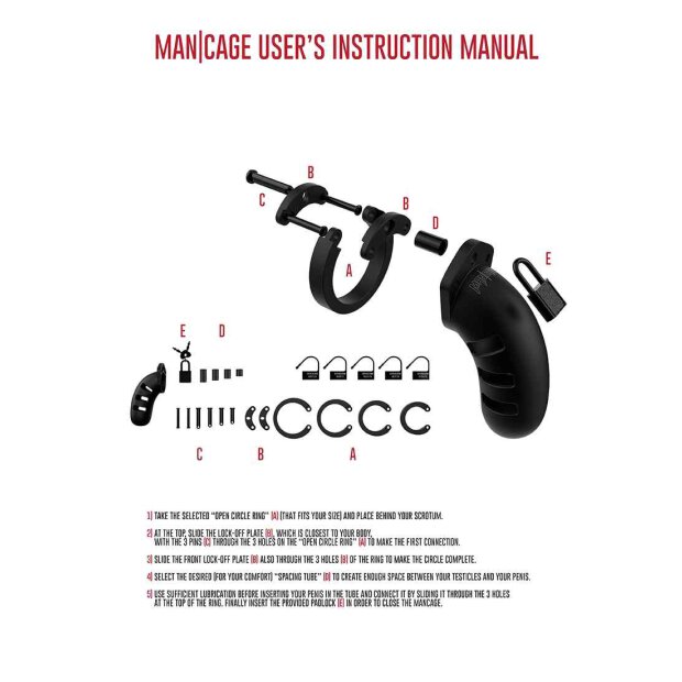 Model 21 - Chastity - 4.5"" - Silicone Cock Cage - Black