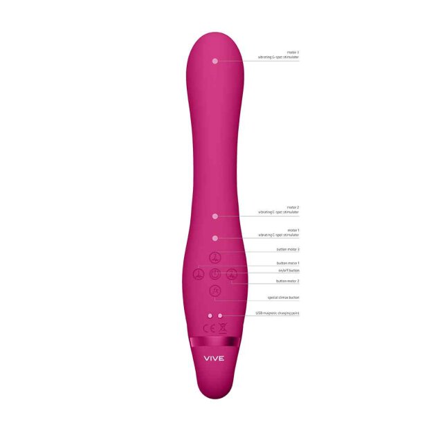 Suki Vibrating Strapless Strap-on Rabbit Pink