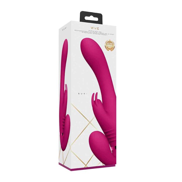 Suki Vibrating Strapless Strap-on Rabbit Pink