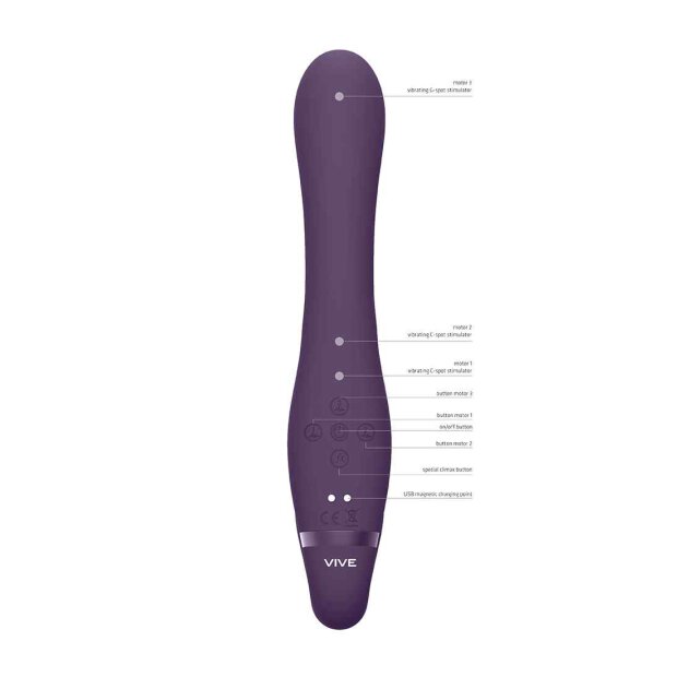 Suki Vibrating Strapless Strap-on Rabbit Purple