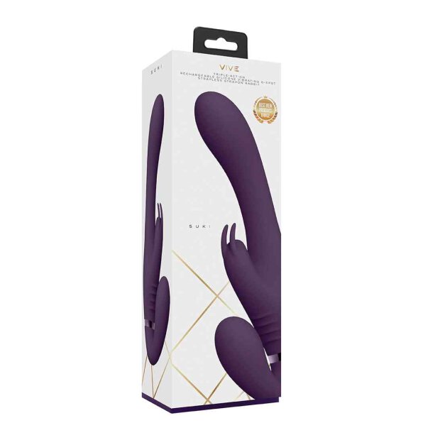 Suki Vibrating Strapless Strap-on Rabbit Purple
